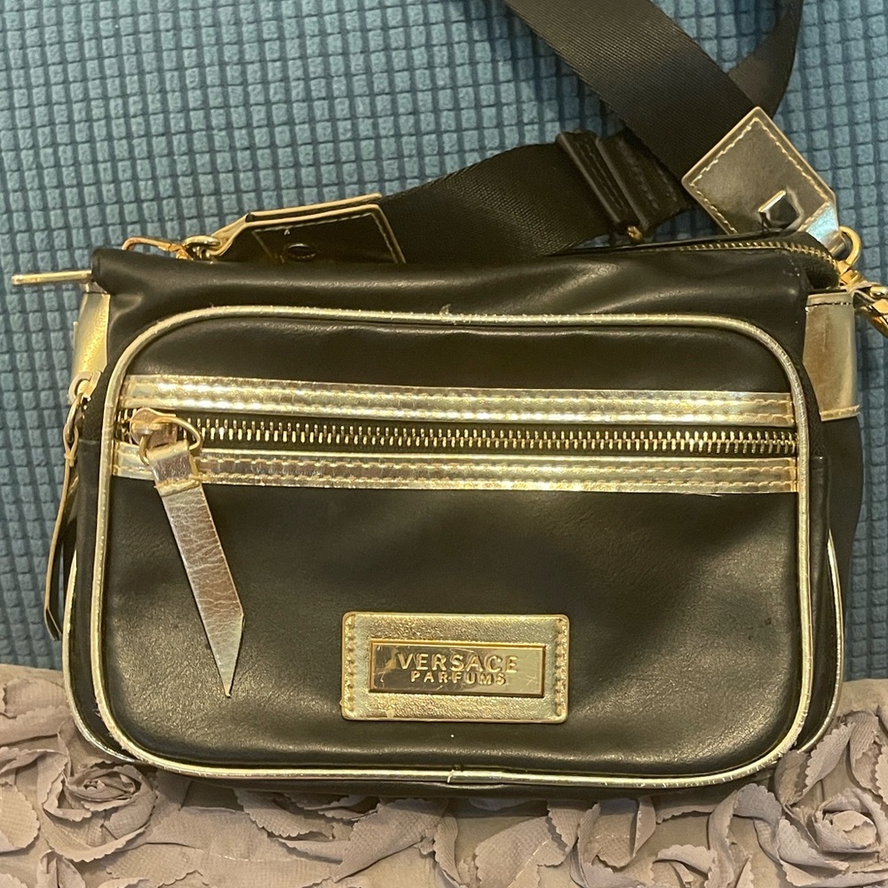 Versace Black and Gold Shoulder Bag